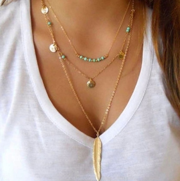 Golden Threads Jewelry - ⭐3 Layer Feather Necklace⭐